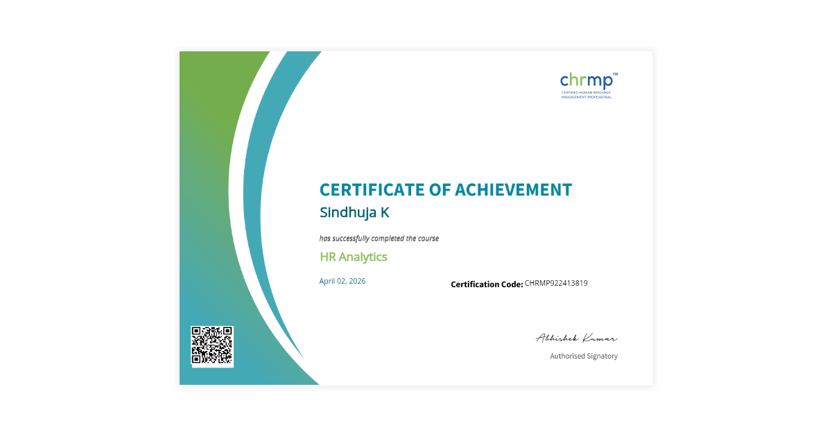 Sindhuja K | HR Analytics | CHRMP (Certified Human Resource Management ...