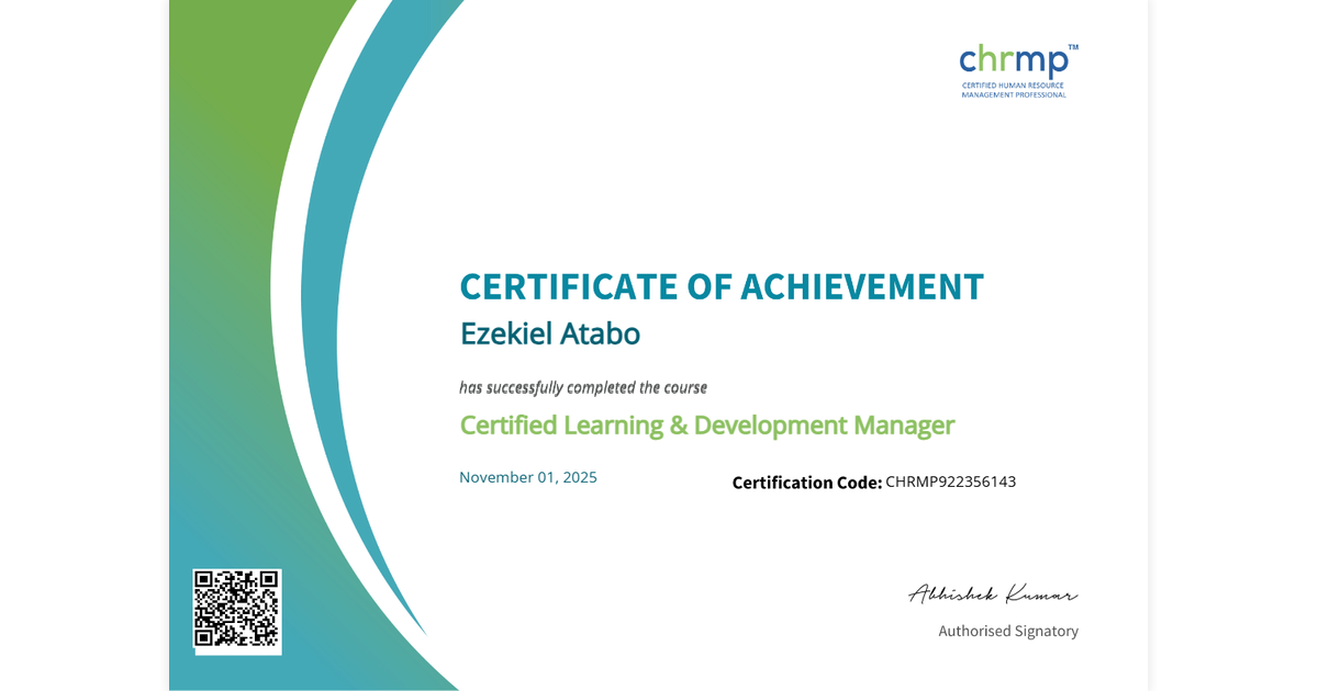 Ezekiel Atabo | Certified Learning & Development Manager | CHRMP ...