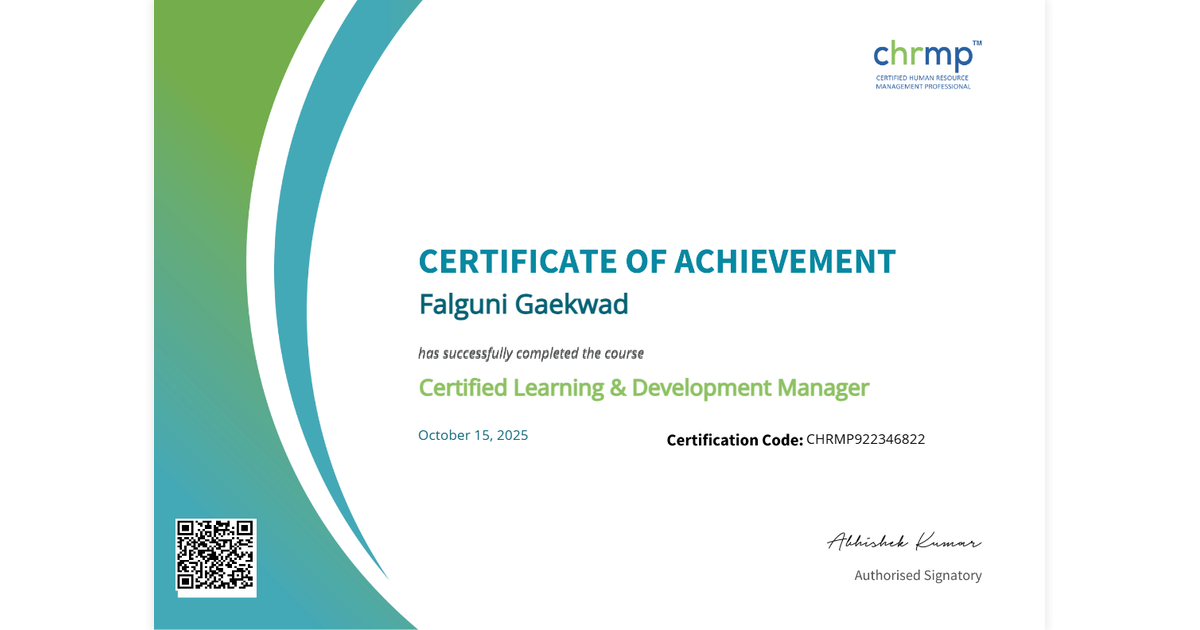 Falguni Gaekwad | Certified Learning & Development Manager | CHRMP ...