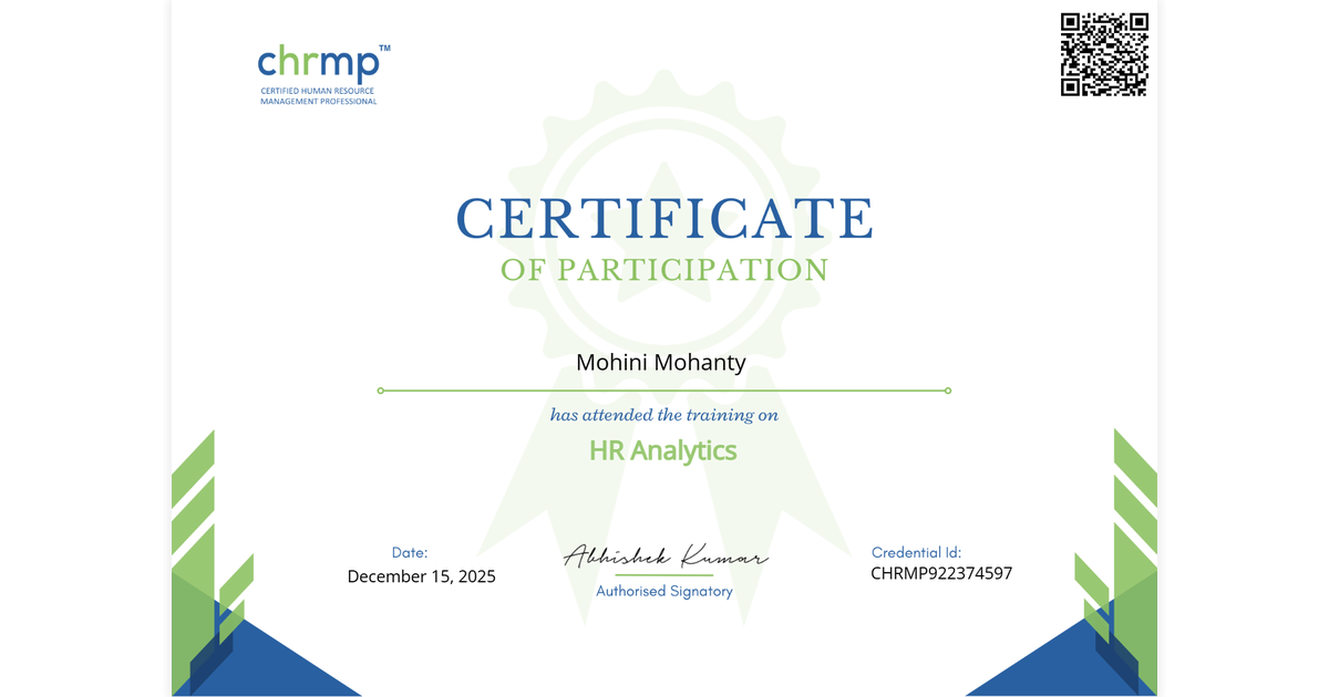 Mohini Mohanty | HR Analytics | CHRMP (Certified Human Resource ...
