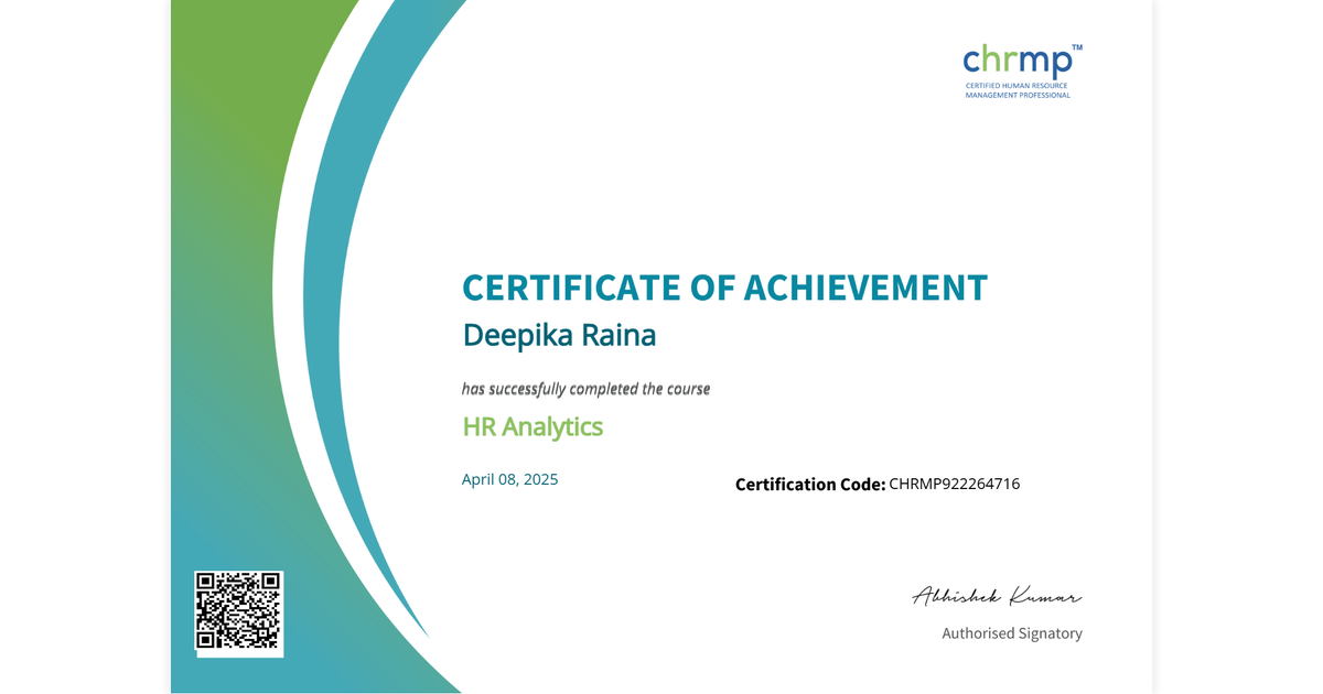 Deepika Raina | HR Analytics | CHRMP (Certified Human Resource ...